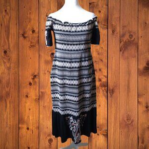 Rachel Zoe Small Nicolette Off The Shoulder Embroidered Midi Dress Boho Beaded